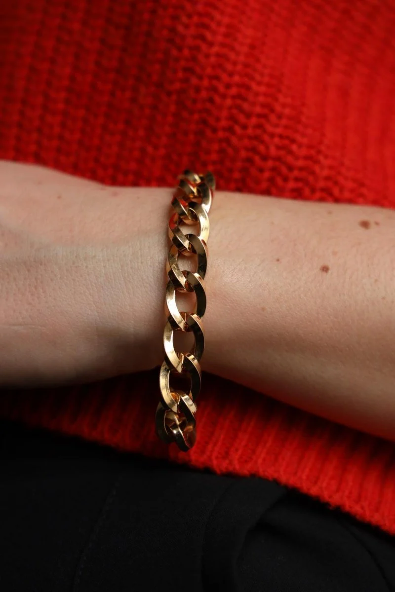 Bracelet Gourmette grosse maille en or jaune - Image 2