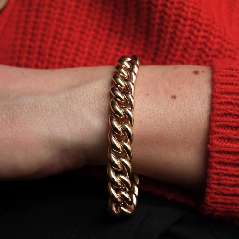 Bracelet Gourmette grosse maille en or jaune - Image 2