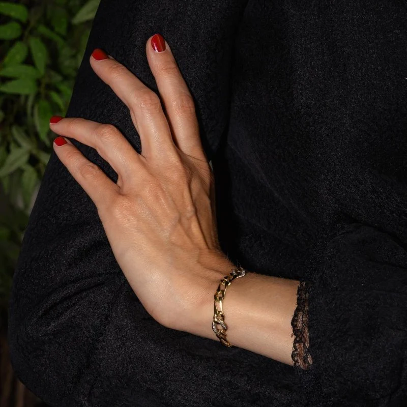 Bracelet Maille en or jaune et diamants - Image 2