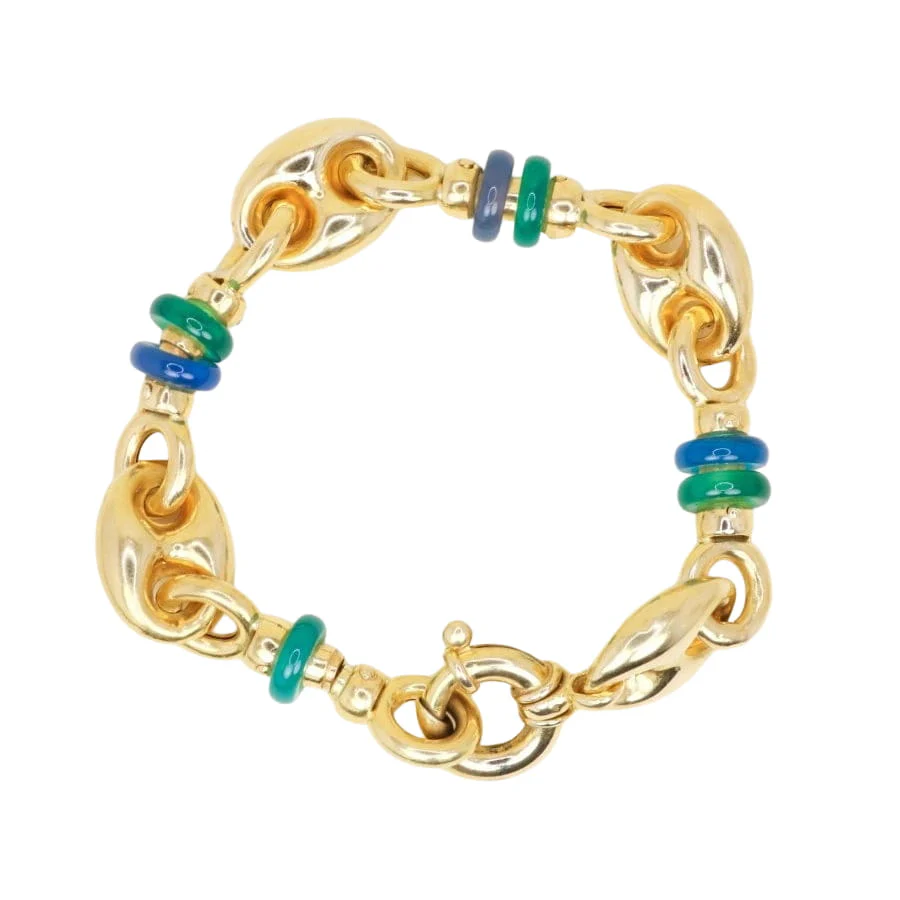 Bracelet Chaine maille grain de café or jaune agate