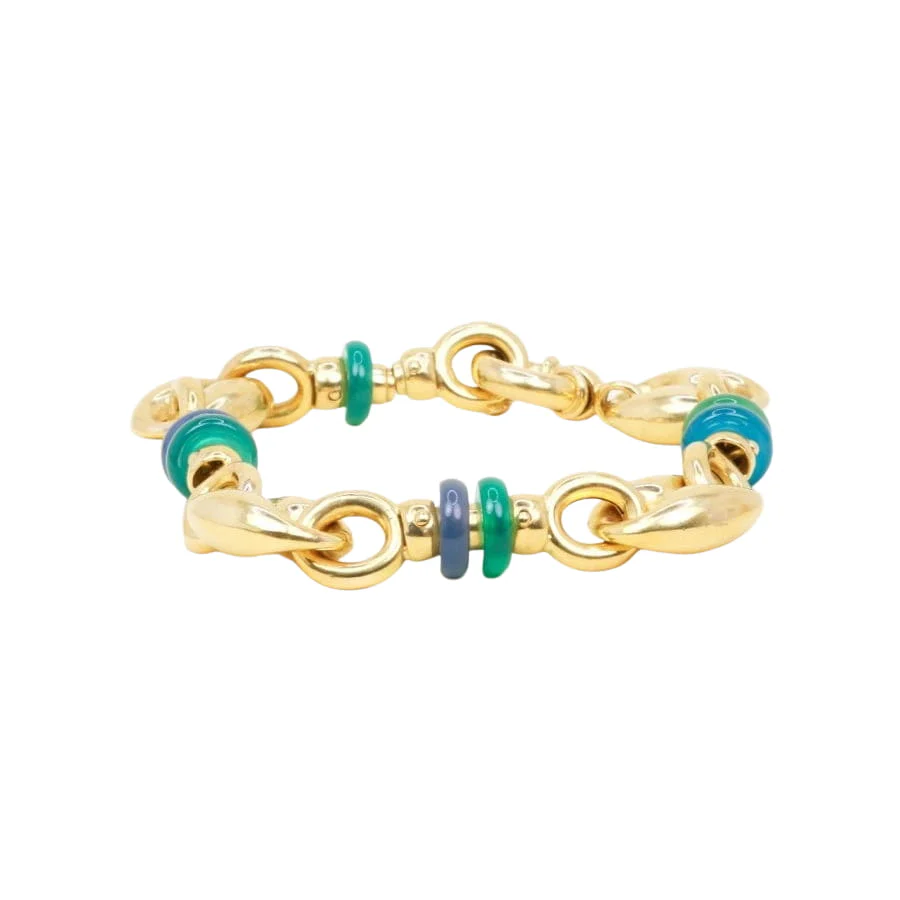 Bracelet Chaine maille grain de café or jaune agate - Image 3