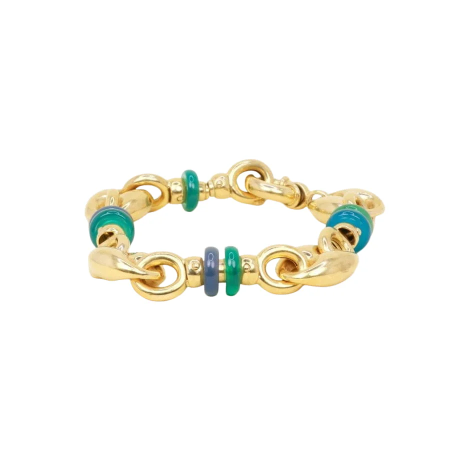 Bracelet Chaine maille grain de café or jaune agate - Image 4