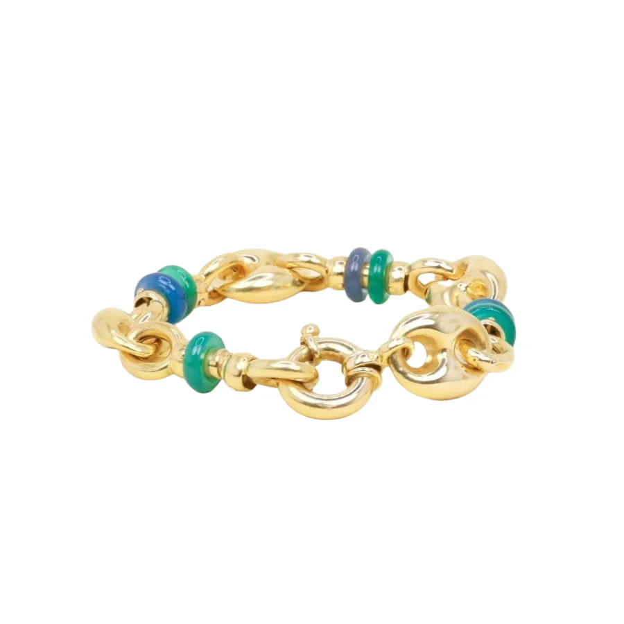 Bracelet Chaine maille grain de café or jaune agate - Image 6