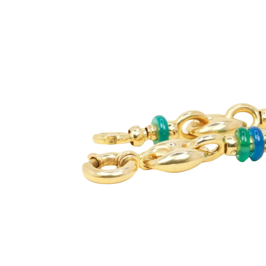 Bracelet Chaine maille grain de café or jaune agate - Image 8