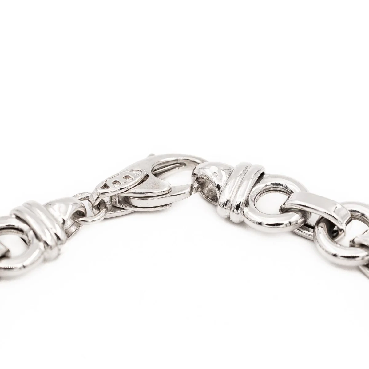 Bracelet Gourmette maille jaseron en or blanc - Image 7