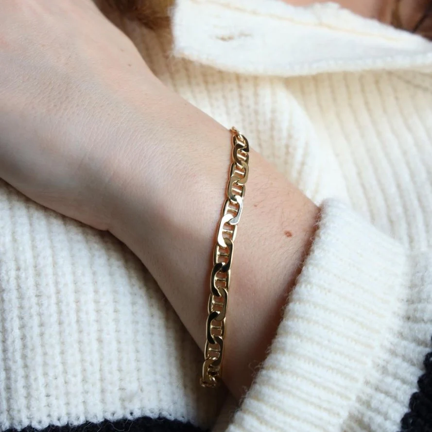 Bracelet Gourmette maille marine en or jaune - Image 2