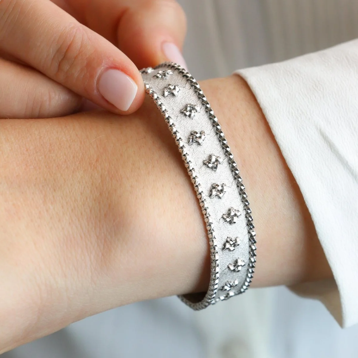 Bracelet maille polonaise or blanc - Image 2