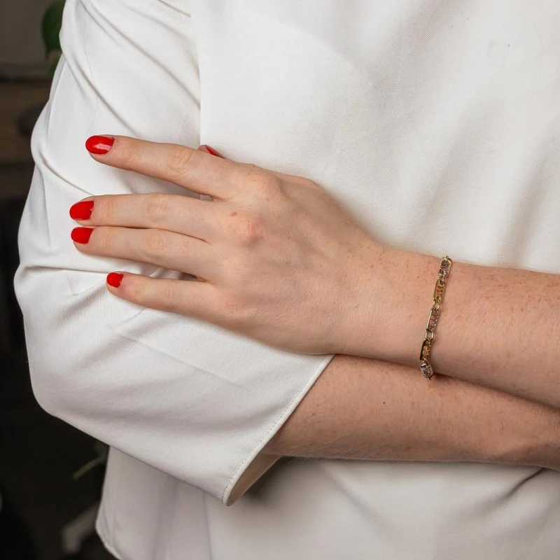 Bracelet Maille LAUDIER en or blanc, or jaune et diamants - Image 2