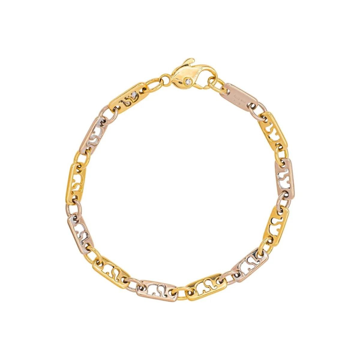 Bracelet Maille LAUDIER en or blanc, or jaune et diamants - Image 3
