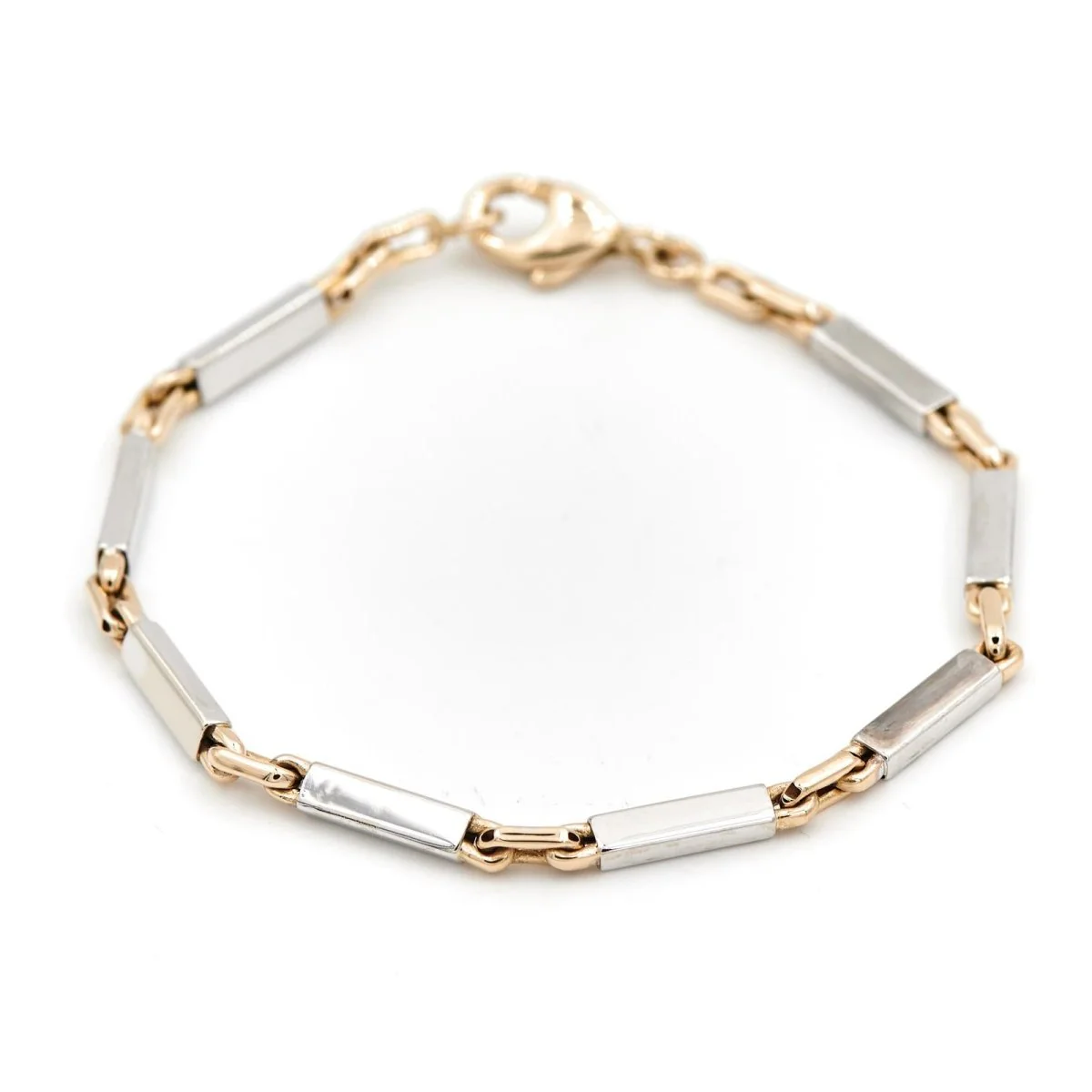 Bracelet Maille alternée en ors jaune et blanc