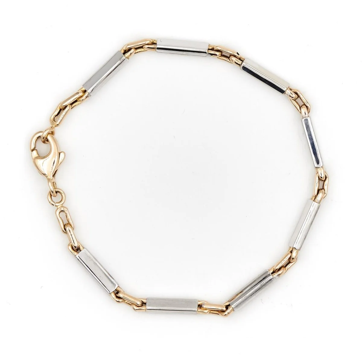 Bracelet Maille alternée en ors jaune et blanc - Image 2