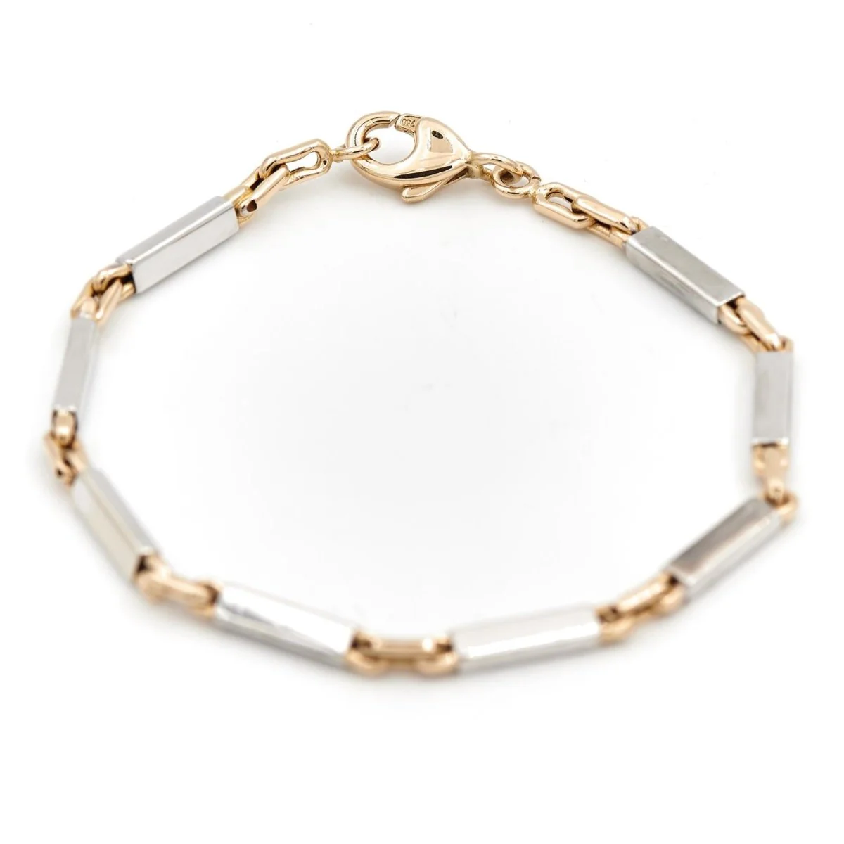 Bracelet Maille alternée en ors jaune et blanc - Image 4