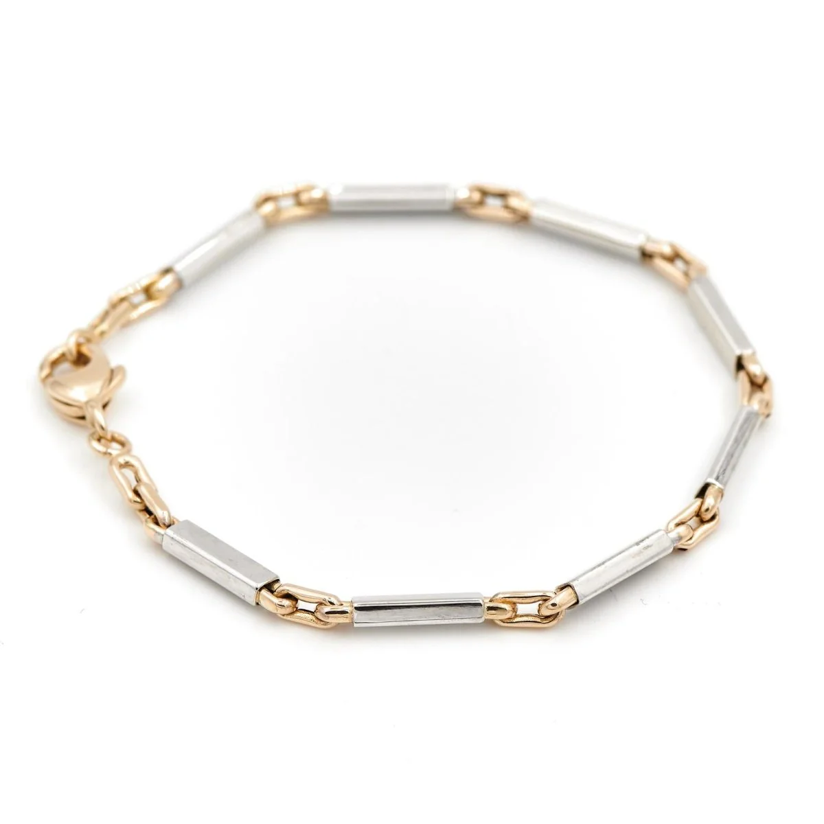 Bracelet Maille alternée en ors jaune et blanc - Image 5