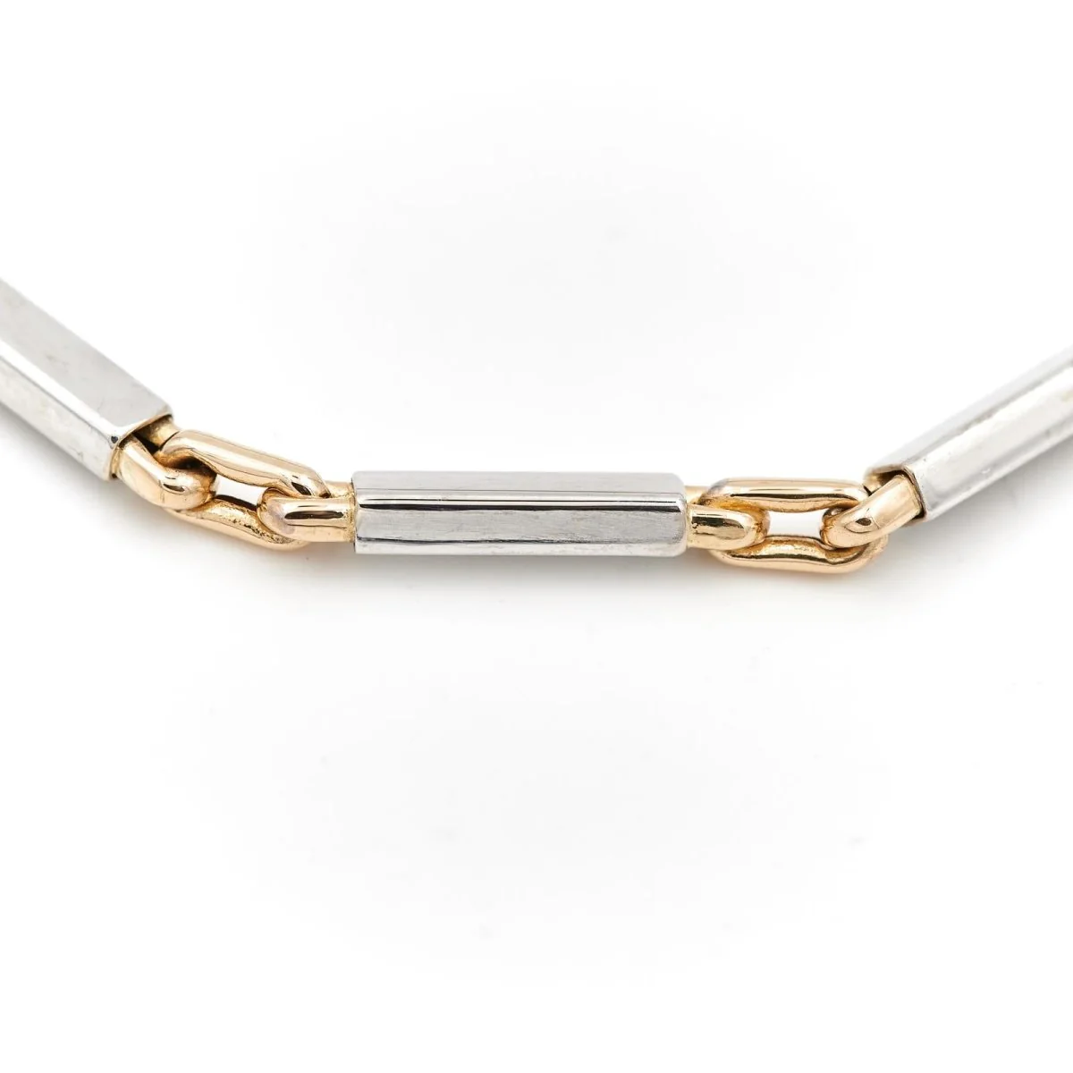 Bracelet Maille alternée en ors jaune et blanc - Image 6