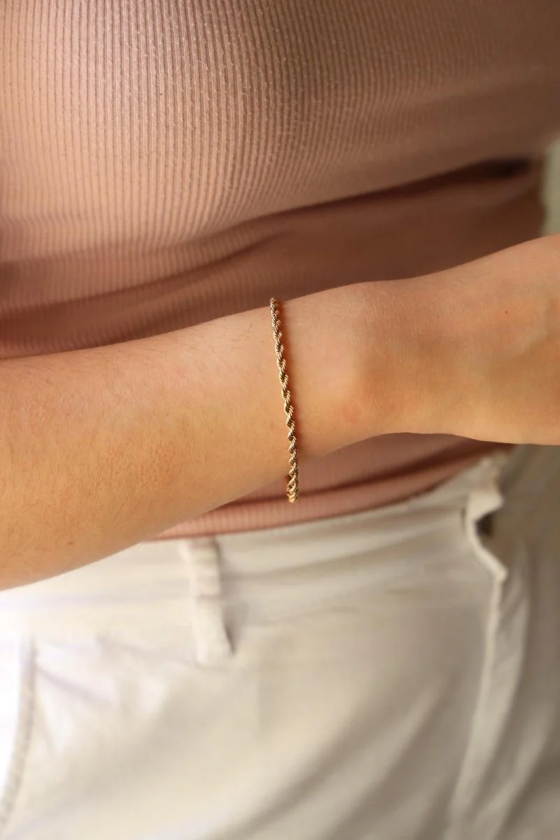 Bracelet Maille torsadée en or rose - Image 7