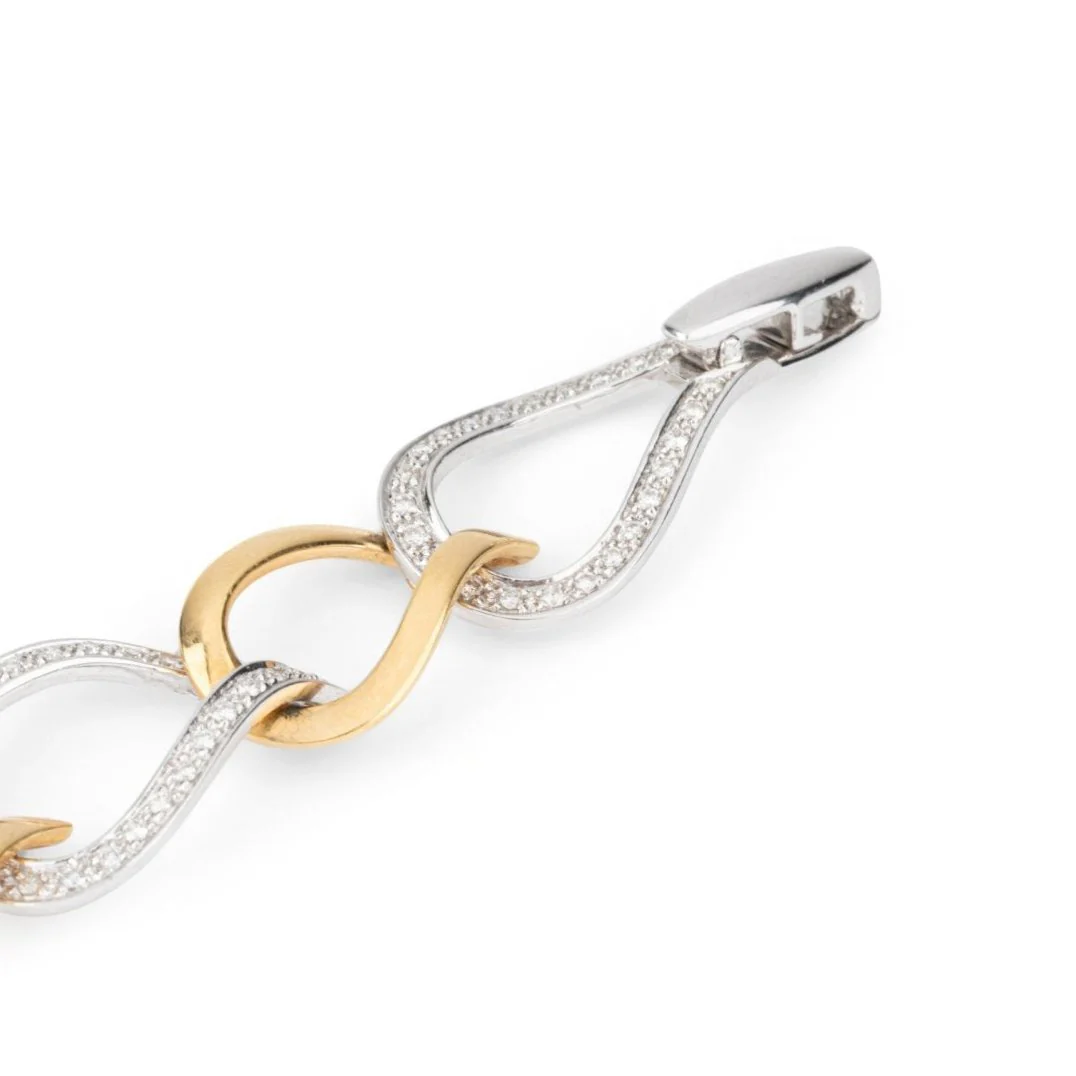 Bracelet Maillons en or jaune, or blanc et diamants - Image 2