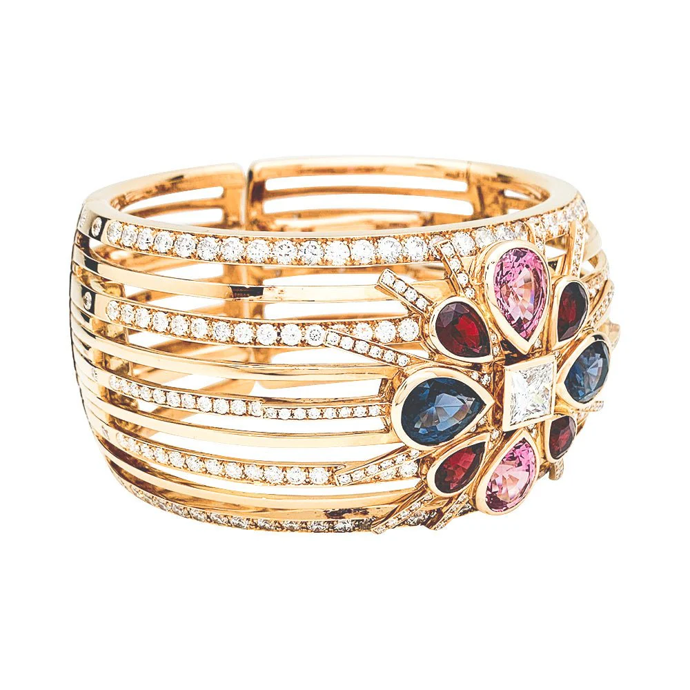Bracelet Manchette CHANEL , "San Marco" or rose, diamants et spinelles - Image 2