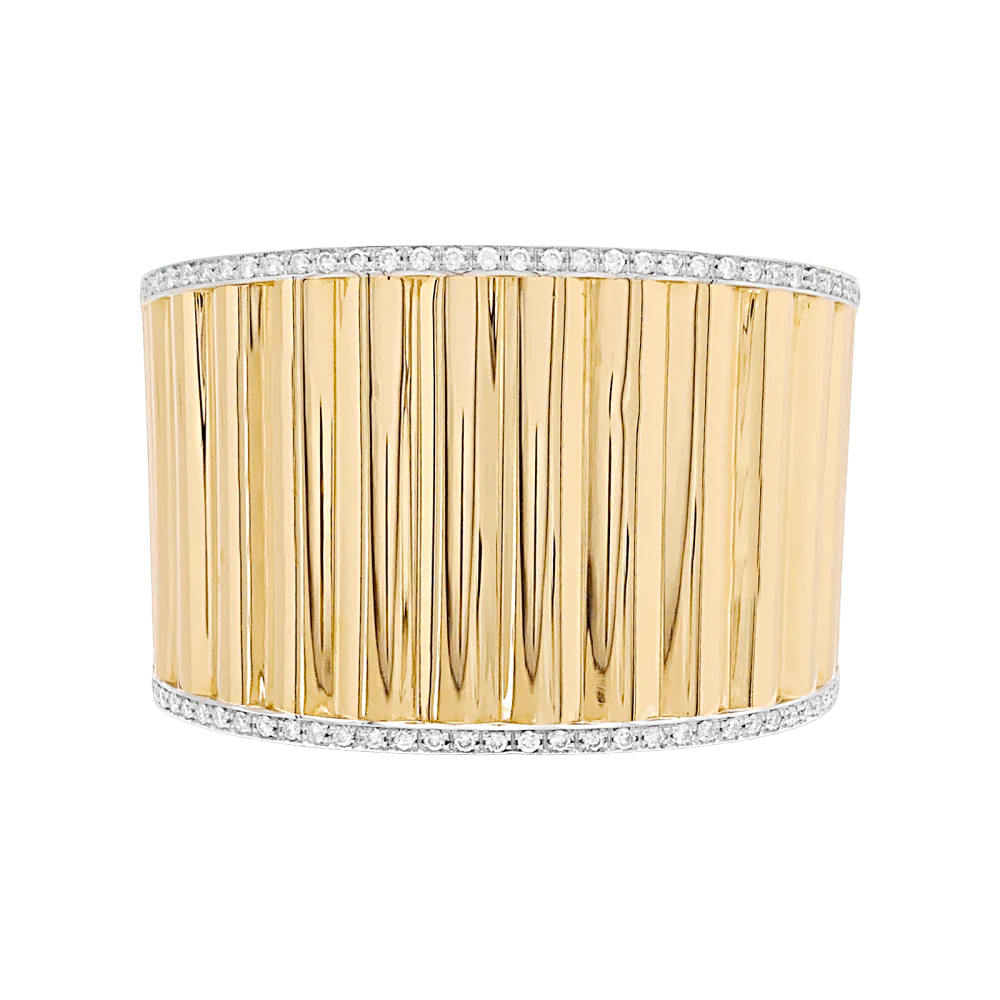 Bracelet Manchette en or jaune, or blanc et diamants