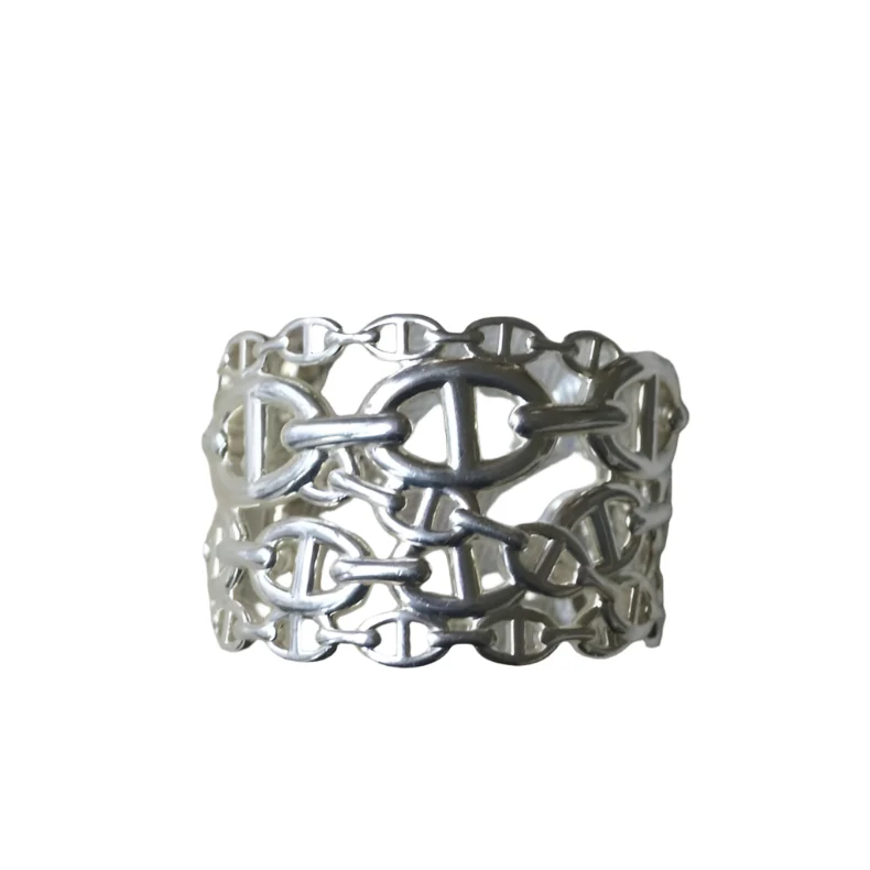 Bracelet Manchette Hermès Chaîne d'Ancre Enchaînée Argent