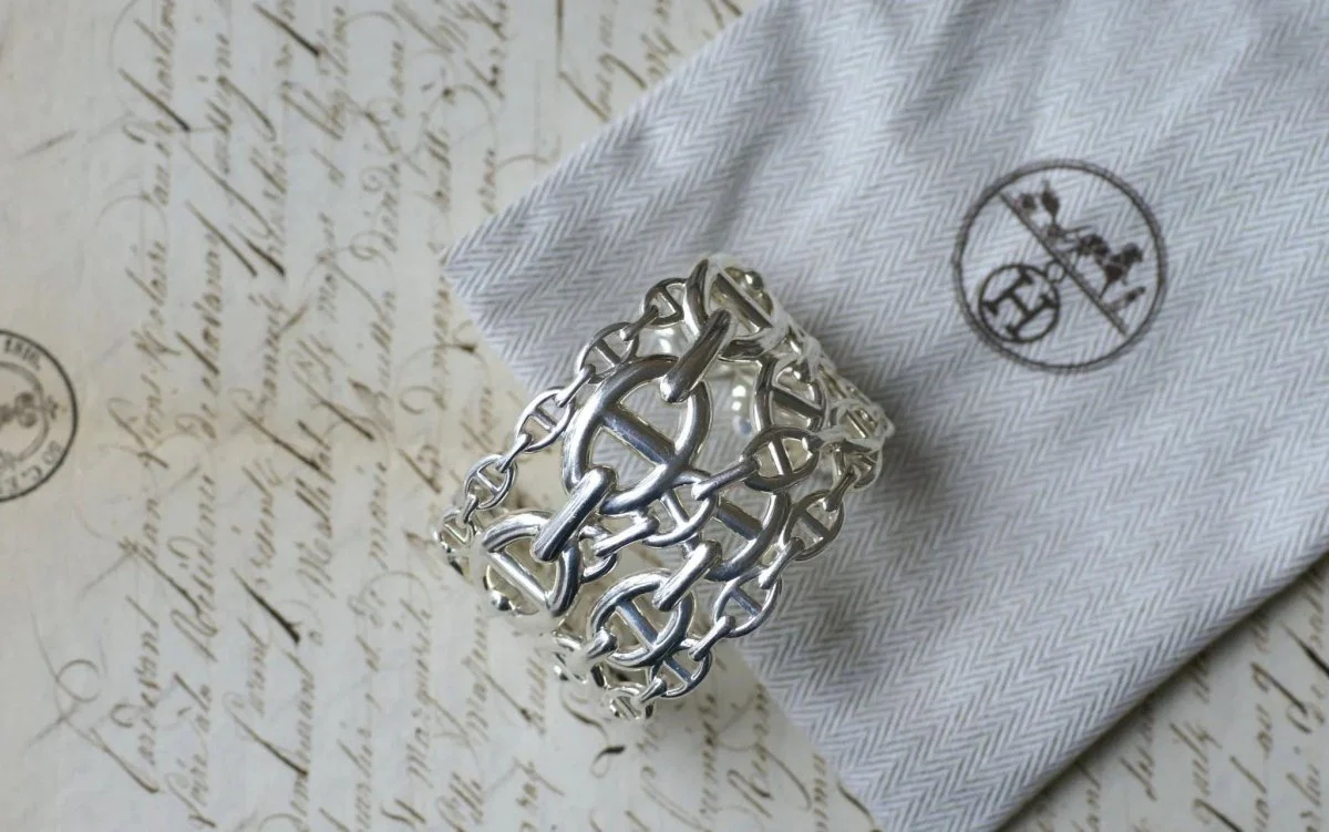 Bracelet Manchette Hermès Chaîne d'Ancre Enchaînée Argent - Image 10