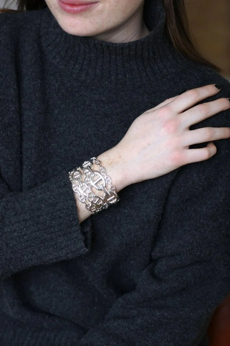 Bracelet Manchette Hermès Chaîne d'Ancre Enchaînée Argent - Image 2