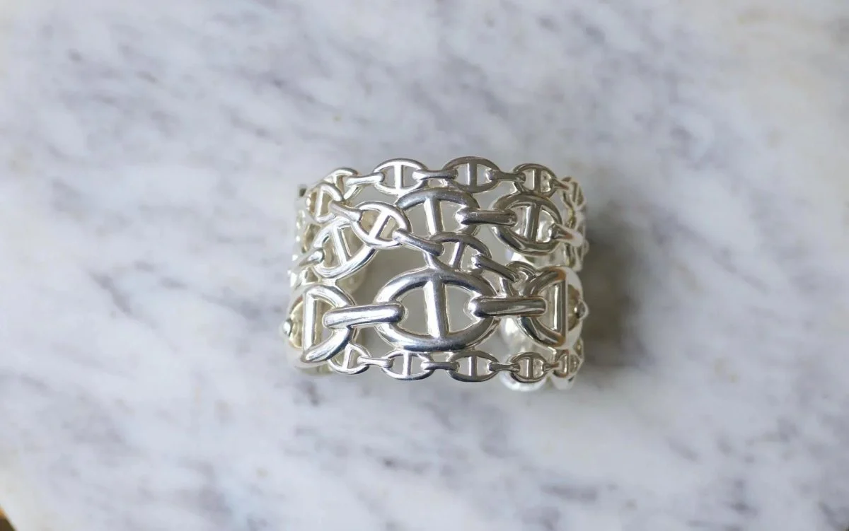 Bracelet Manchette Hermès Chaîne d'Ancre Enchaînée Argent - Image 3
