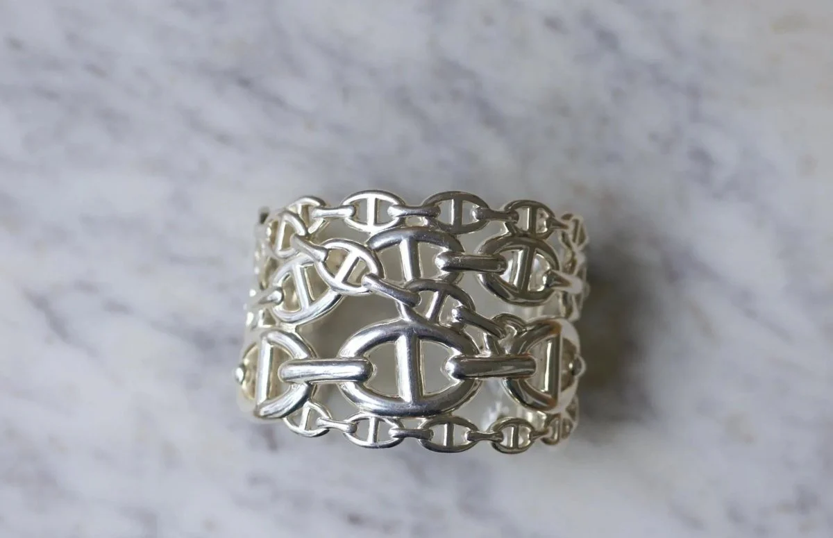 Bracelet Manchette Hermès Chaîne d'Ancre Enchaînée Argent - Image 5