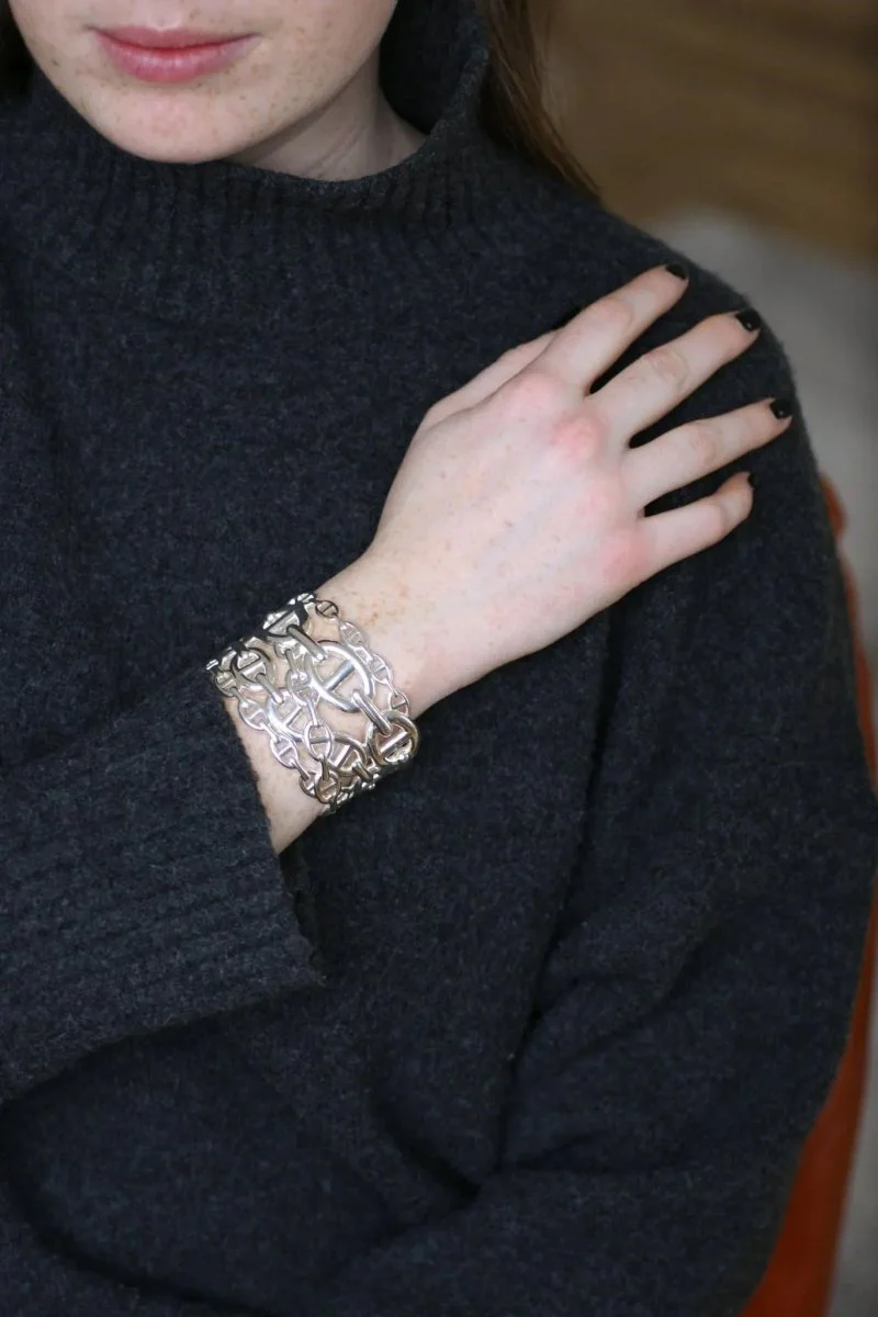 Bracelet Manchette Hermès Chaîne d'Ancre Enchaînée Argent - Image 6