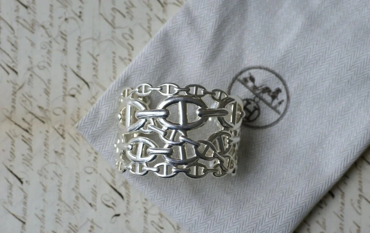 Bracelet Manchette Hermès Chaîne d'Ancre Enchaînée Argent - Image 7