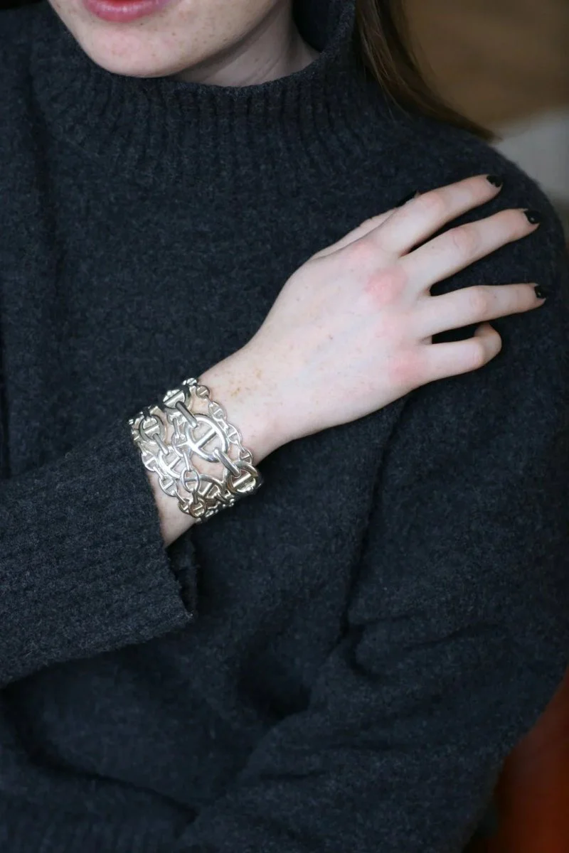 Bracelet Manchette Hermès Chaîne d'Ancre Enchaînée Argent - Image 8