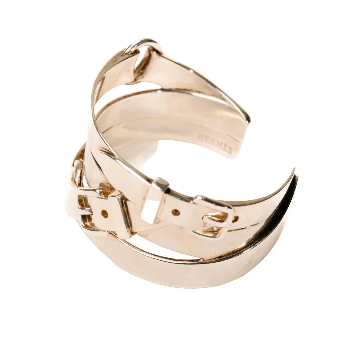 Bracelet Manchette HERMÈS "Débridé" en argent - Image 3