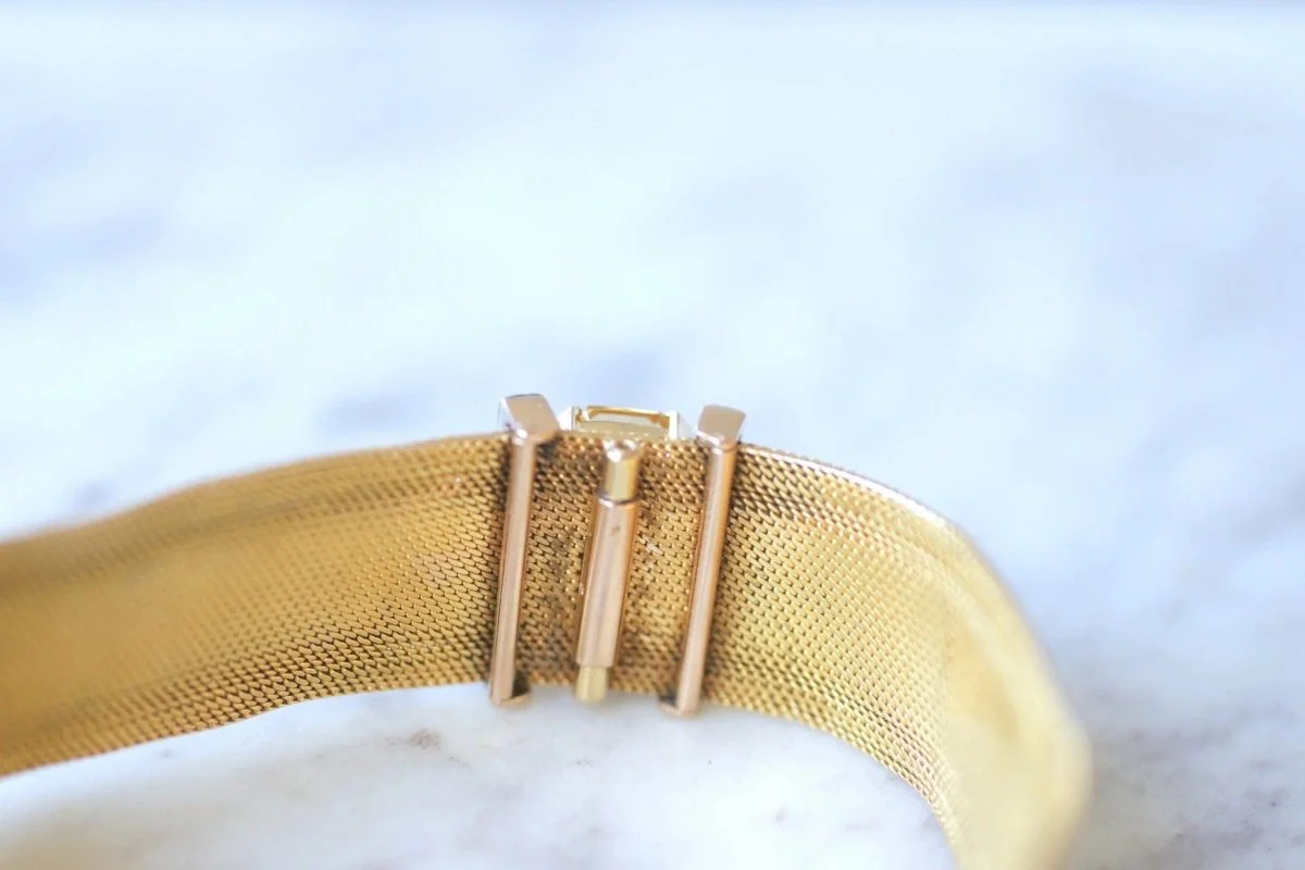 Bracelet manchette maille milanaise, diamants et citrine - Image 10