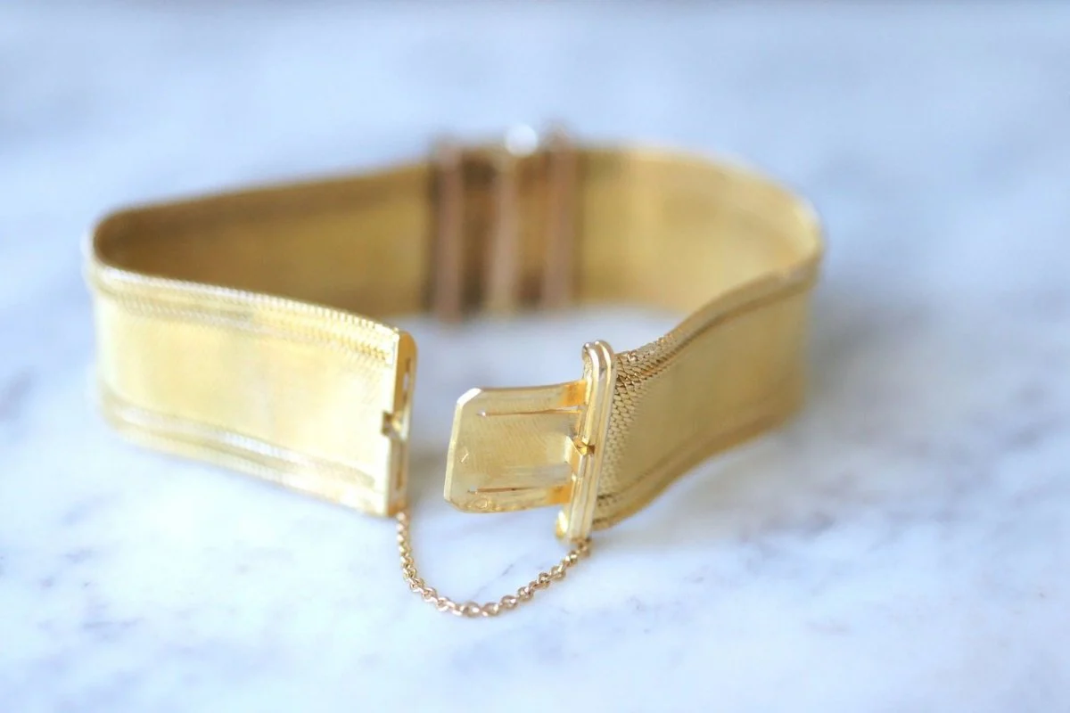 Bracelet manchette maille milanaise, diamants et citrine - Image 8