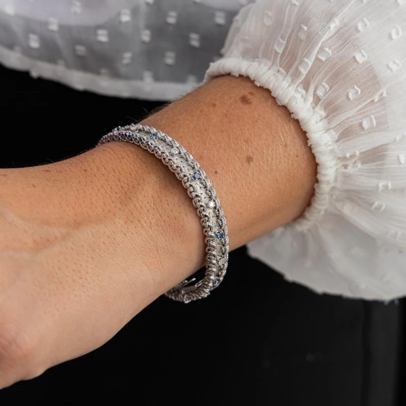 Bracelet en or blanc saphirs et diamants - Image 2