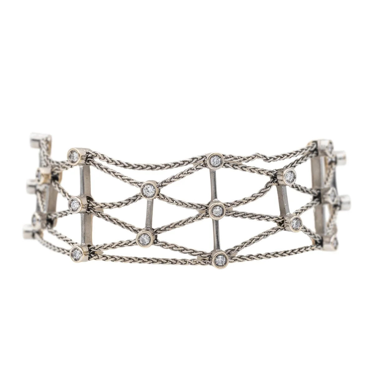 Bracelet  Manchette Or blanc  Diamant