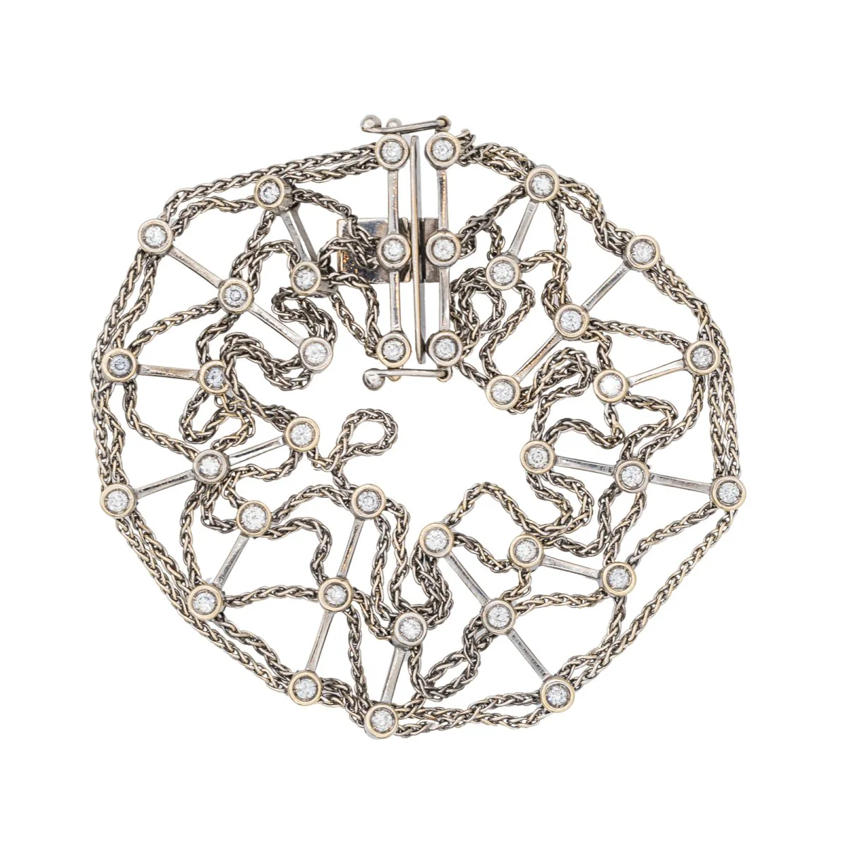 Bracelet  Manchette Or blanc  Diamant - Image 3