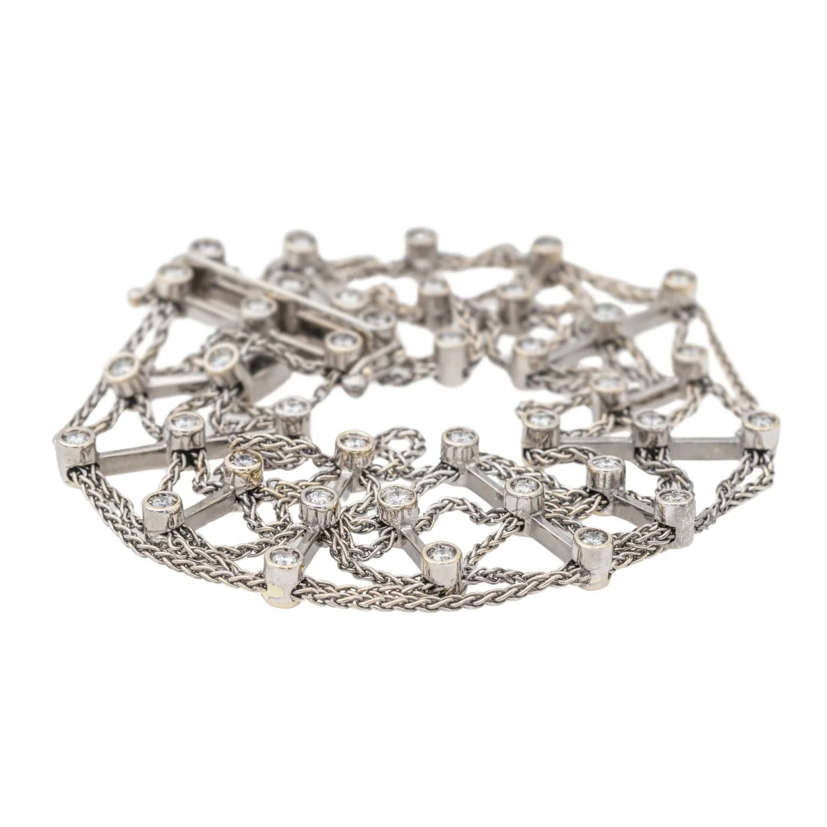 Bracelet  Manchette Or blanc  Diamant - Image 4