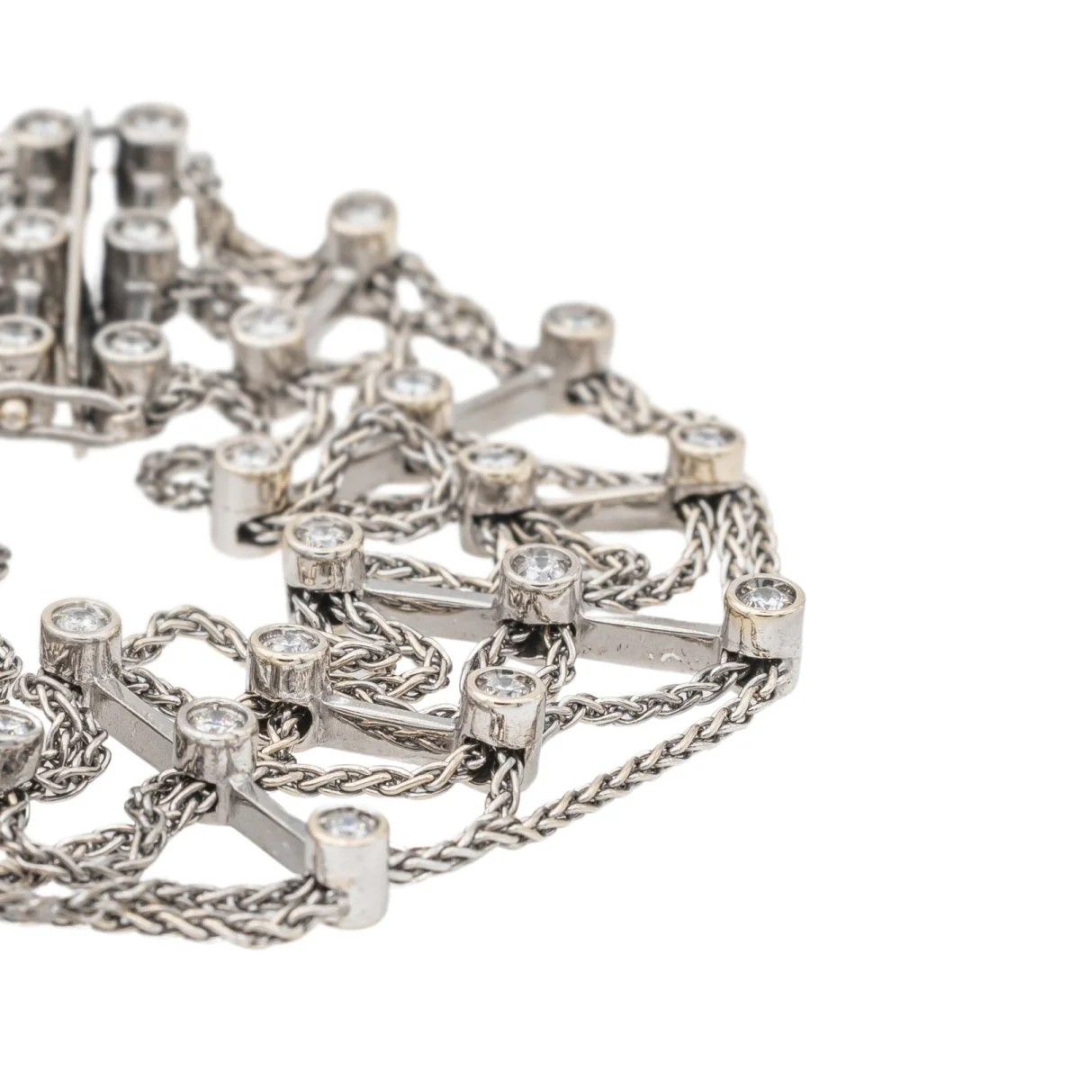 Bracelet  Manchette Or blanc  Diamant - Image 5