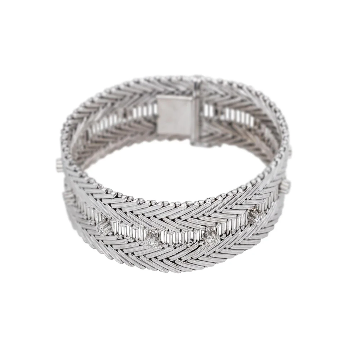 Bracelet Manchette en or blanc et diamants - Image 3