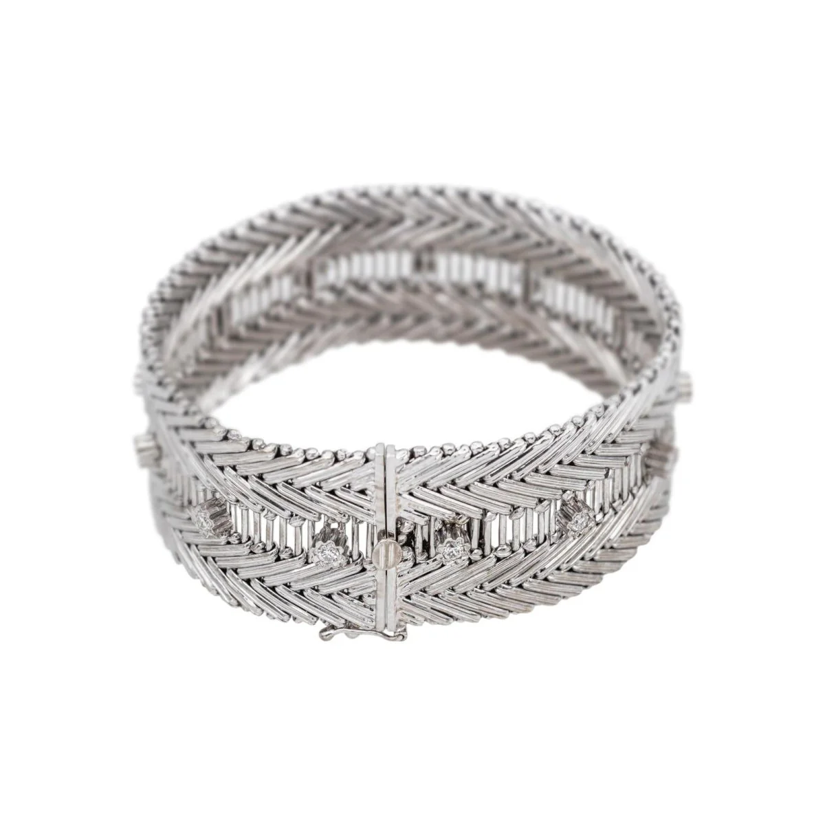 Bracelet Manchette en or blanc et diamants - Image 4