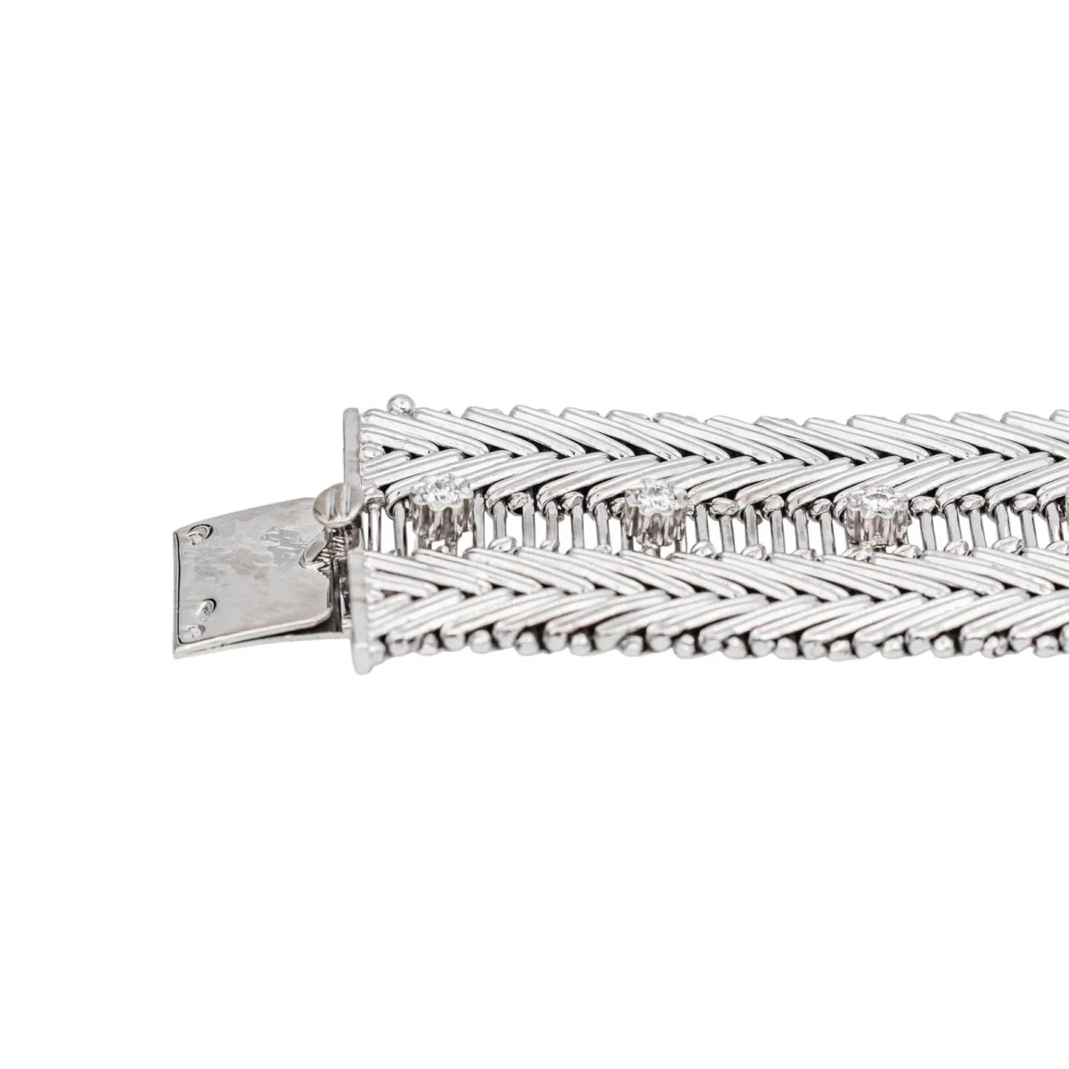 Bracelet Manchette en or blanc et diamants - Image 7