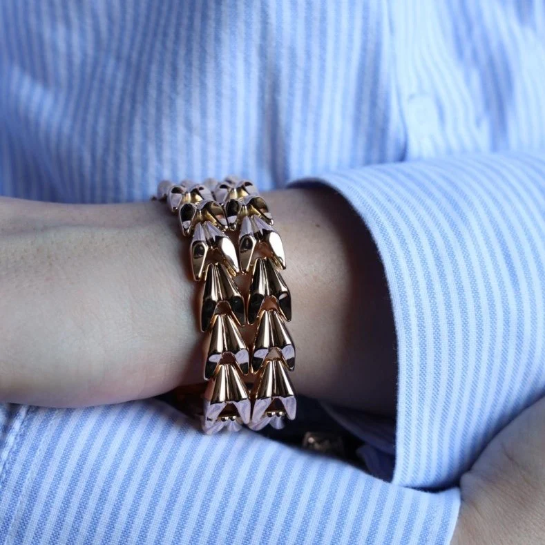Bracelet Manchette maille en or jaune - Image 2