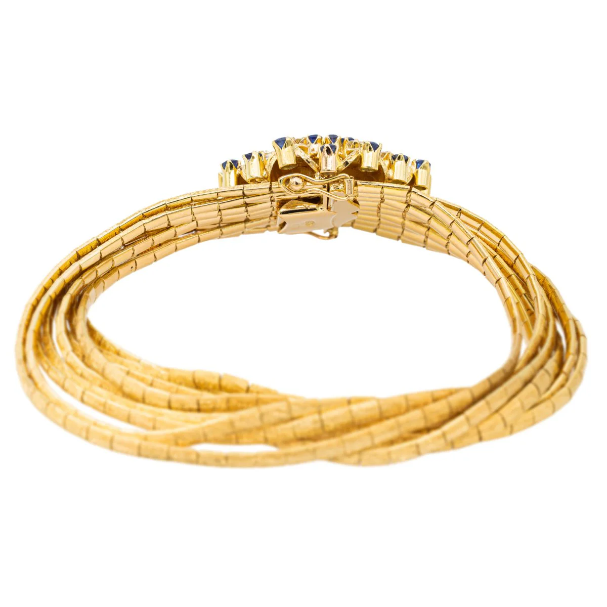 Bracelet Manchette en or jaune, saphirs et diamants - Image 2