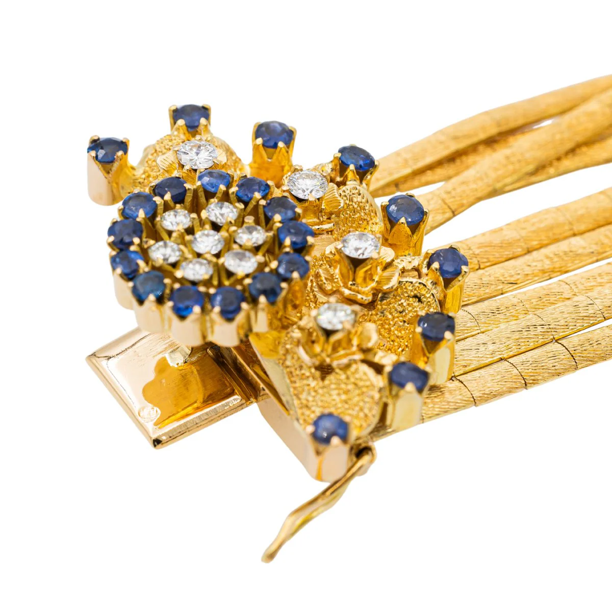 Bracelet Manchette en or jaune, saphirs et diamants - Image 5