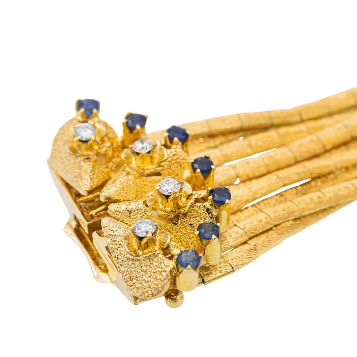 Bracelet Manchette en or jaune, saphirs et diamants - Image 6