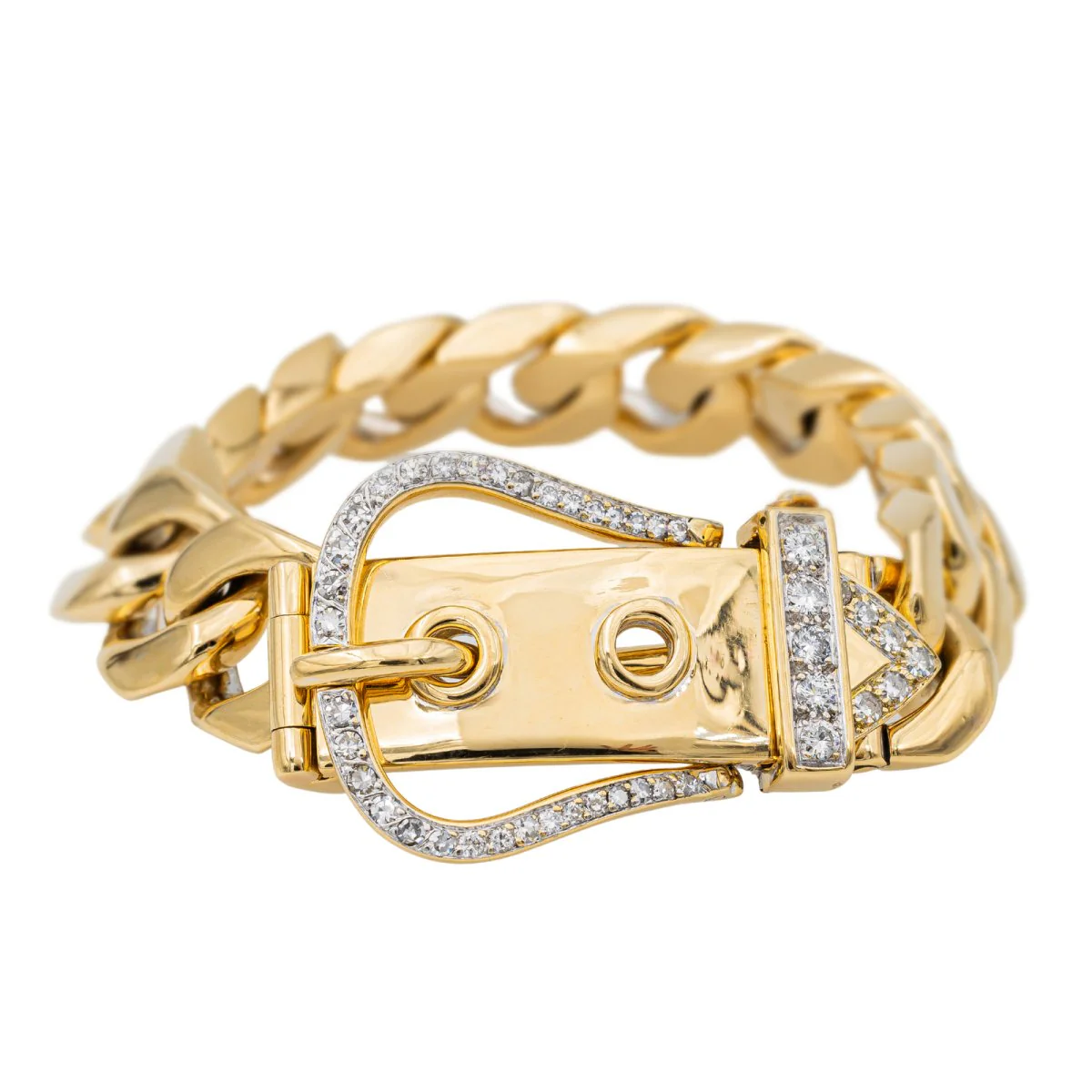 Bracelet Manchette ceinture en or jaune et iamant
