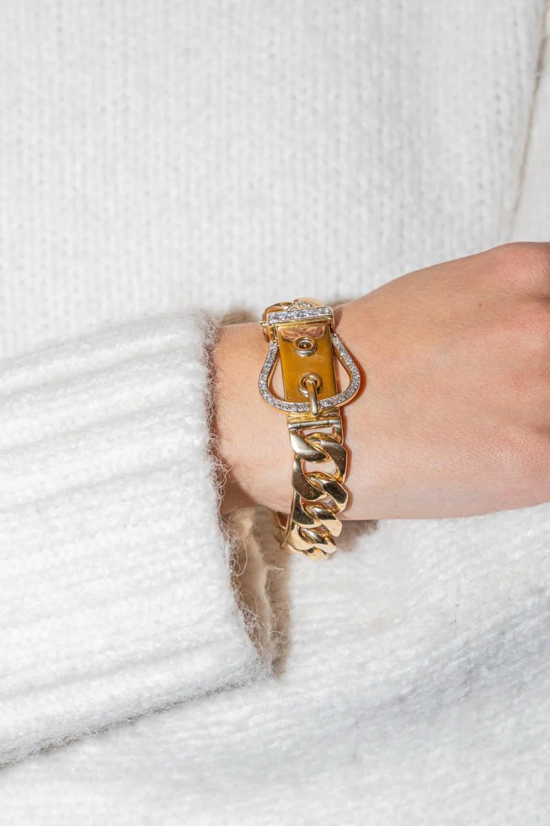 Bracelet Manchette ceinture en or jaune et iamant - Image 2