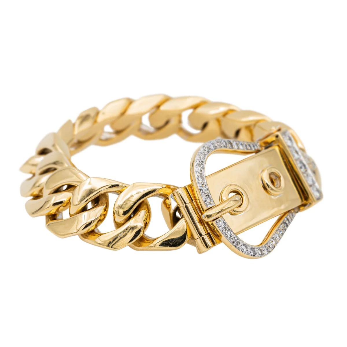 Bracelet Manchette ceinture en or jaune et iamant - Image 8