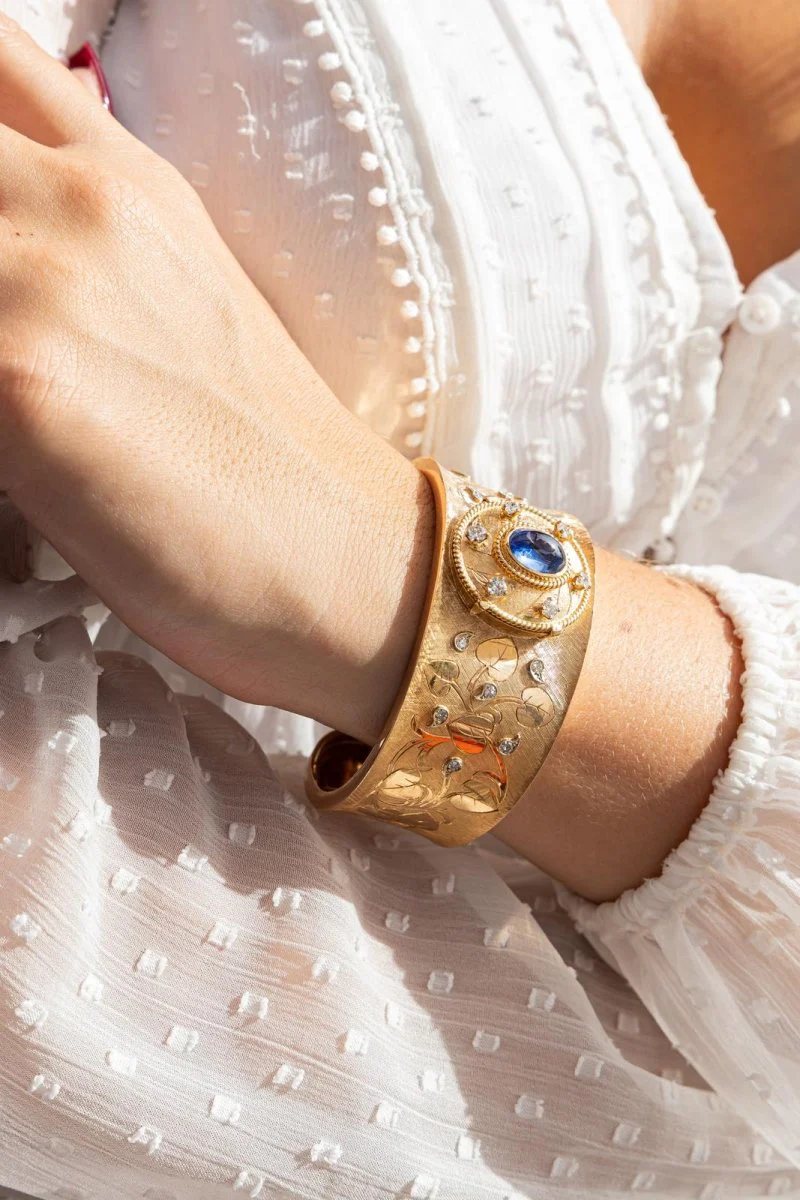 Bracelet Manchette Or rose Saphir - Image 2