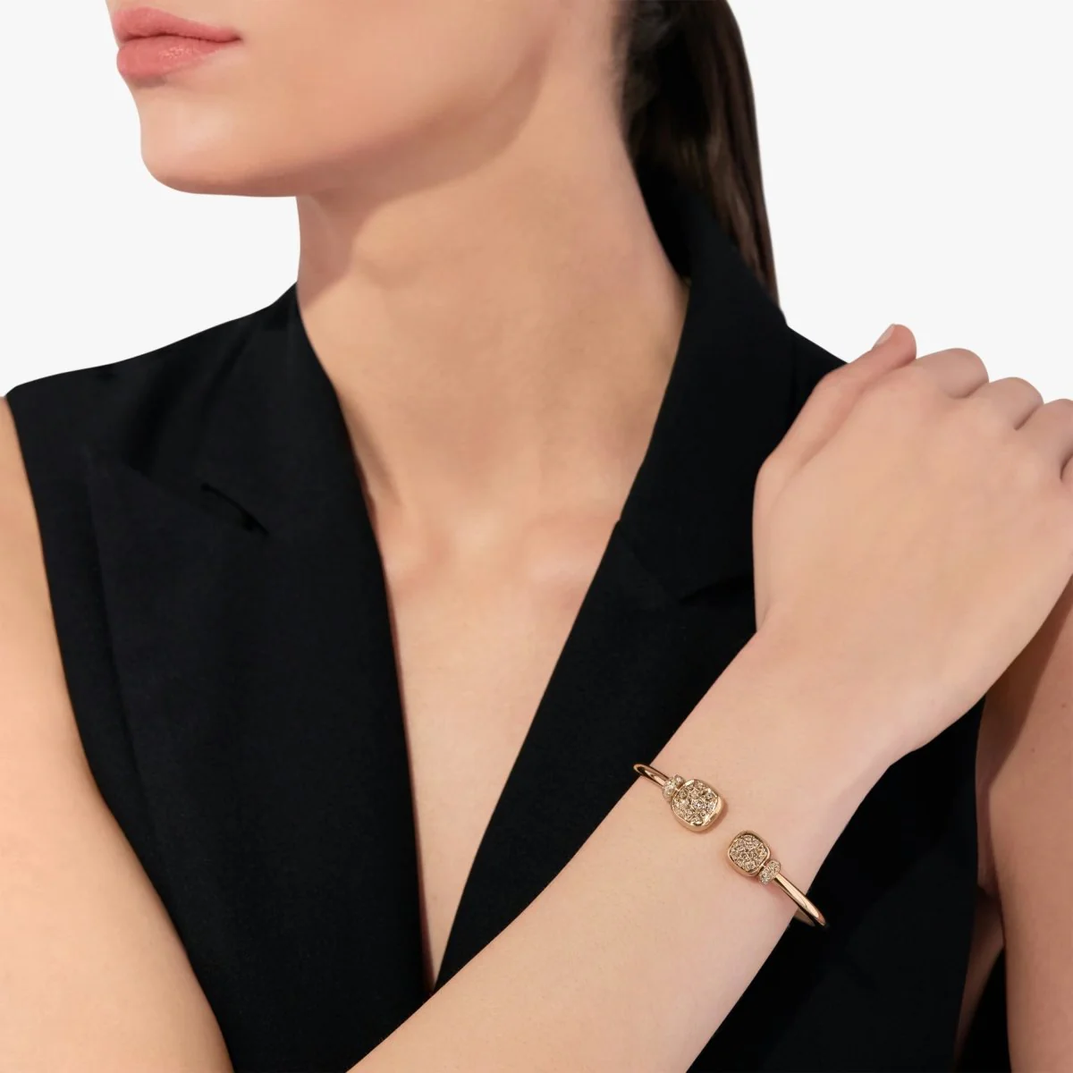 Bracelet Manchette POMELLATO "Nudo" en or rose, topazes et diamants - Image 2